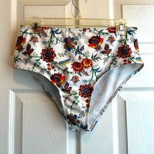 Floral High Waisted Bikini Bottoms